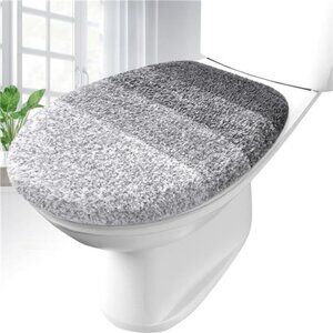 Soft Microfiber Toilet Lid Cover - Machine Washable, Fits Round & Elongated Lids